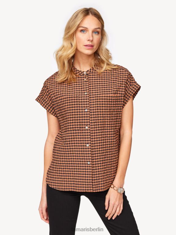 de Tamaris Frauen Bluse – braun/pekannussbraun kariert 0LHV42491 Kleidung