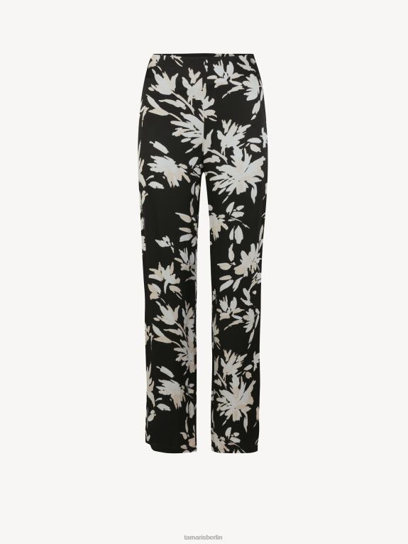 de Tamaris Frauen Hose - schwarz/schwarzes Blumen-Aop 0LHV42511 Kleidung