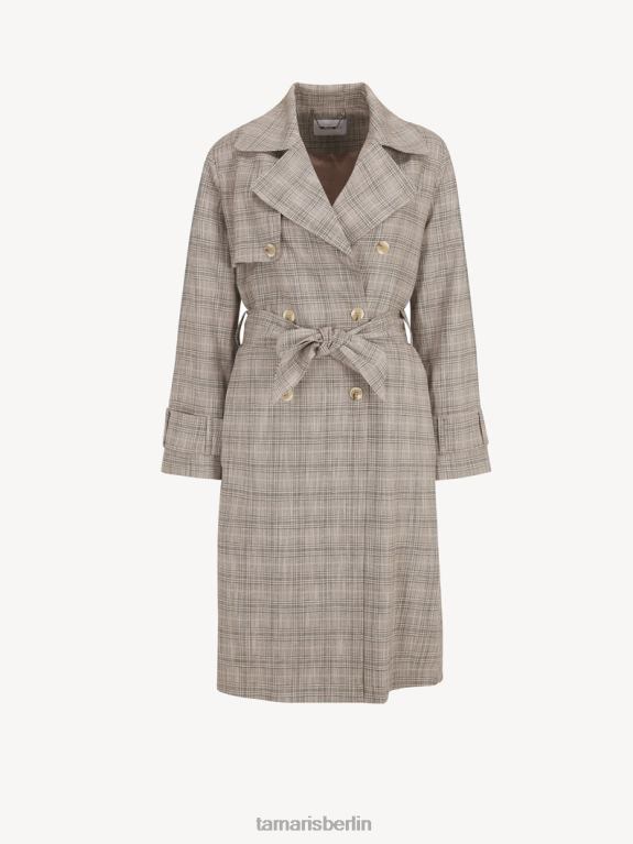 de Tamaris Frauen Trenchcoat - Hahnentrittmuster in Beige/Mondlicht 0LHV42412 Kleidung