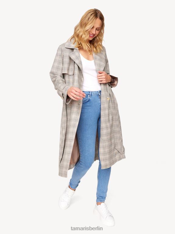 de Tamaris Frauen Trenchcoat - Hahnentrittmuster in Beige/Mondlicht 0LHV42412 Kleidung