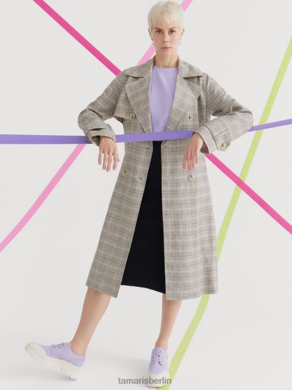 de Tamaris Frauen Trenchcoat - Hahnentrittmuster in Beige/Mondlicht 0LHV42412 Kleidung