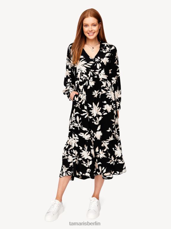 de Tamaris Frauen Kleid - schwarz/schwarzes Blumenaop 0LHV42428 Kleidung