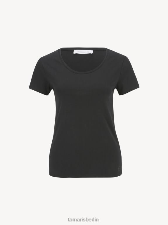 de Tamaris Frauen T-Shirt - Schwarz/Schwarze Schönheit 0LHV42407 Kleidung