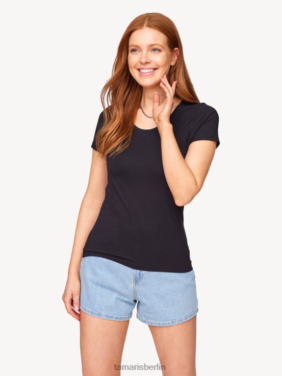 de Tamaris Frauen T-Shirt - Schwarz/Schwarze Schönheit 0LHV42407 Kleidung