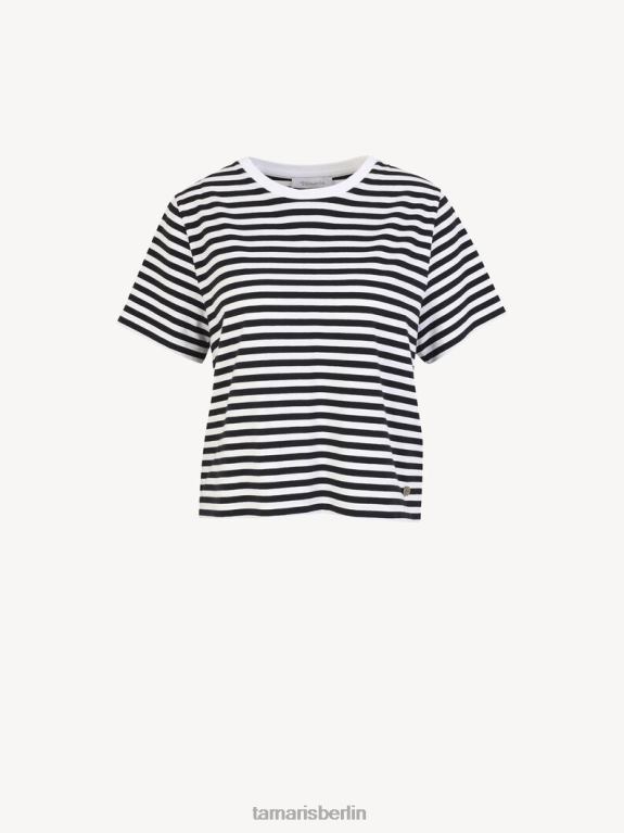 de Tamaris Frauen Übergroßes T-Shirt - Schwarz/Hellweiß 0LHV42534 Kleidung