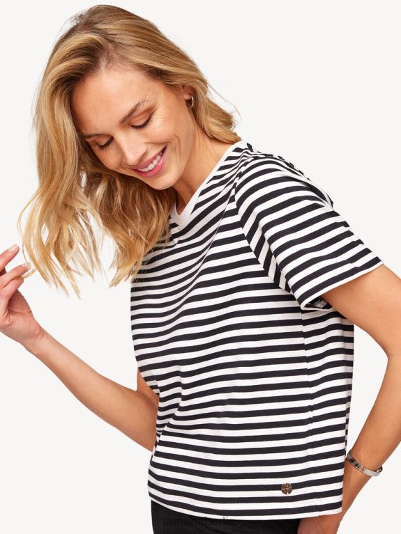 de Tamaris Frauen Übergroßes T-Shirt - Schwarz/Hellweiß 0LHV42534 Kleidung