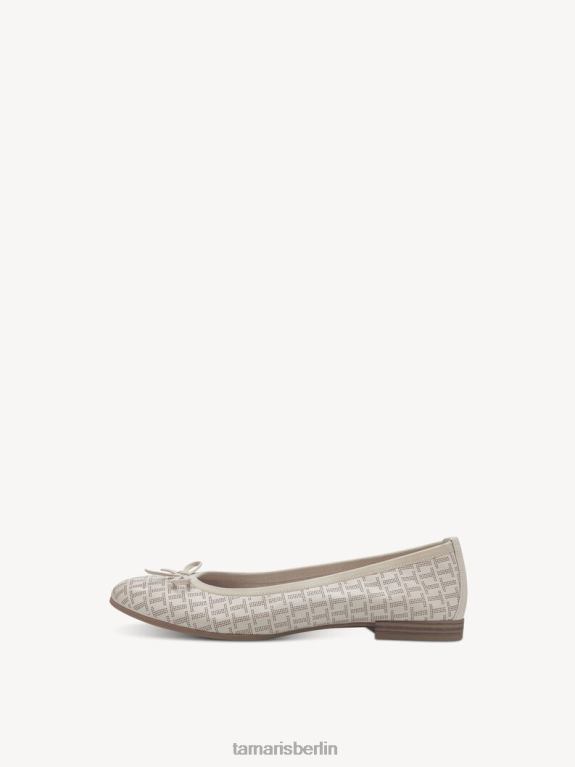 de Tamaris Frauen Lederballerina - Beige/Elfenbein struktur. 0LHV41319 Schuhe