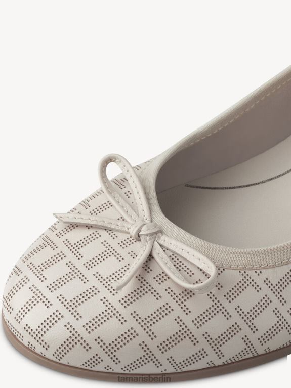 de Tamaris Frauen Lederballerina - Beige/Elfenbein struktur. 0LHV41319 Schuhe