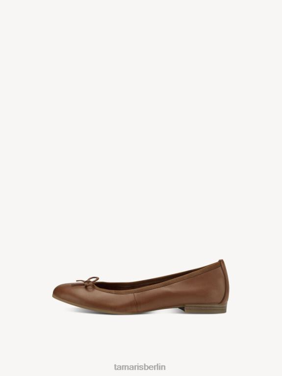 de Tamaris Frauen Lederballerina - Braun/Nuss 0LHV41582 Schuhe