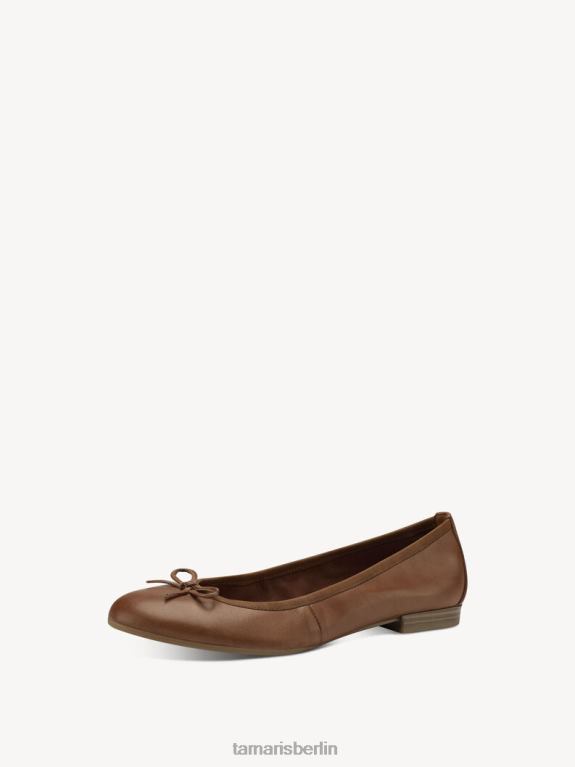 de Tamaris Frauen Lederballerina - Braun/Nuss 0LHV41582 Schuhe