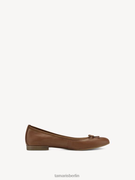 de Tamaris Frauen Lederballerina - Braun/Nuss 0LHV41582 Schuhe