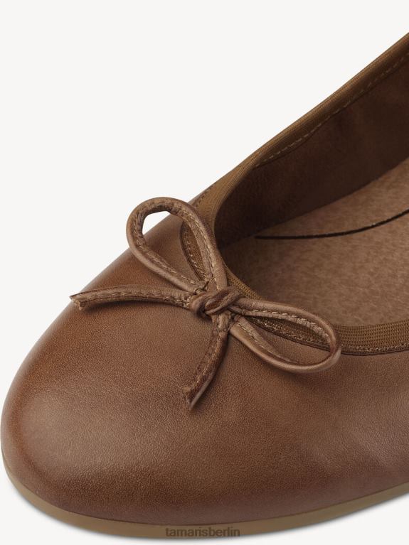 de Tamaris Frauen Lederballerina - Braun/Nuss 0LHV41582 Schuhe