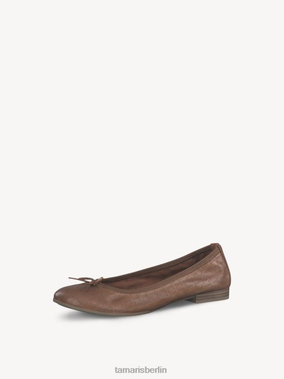 de Tamaris Frauen Lederballerina - Braun/Nussstruktur 0LHV41579 Schuhe