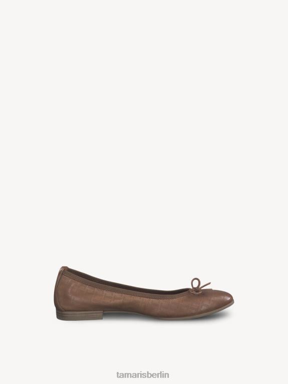 de Tamaris Frauen Lederballerina - Braun/Nussstruktur 0LHV41579 Schuhe