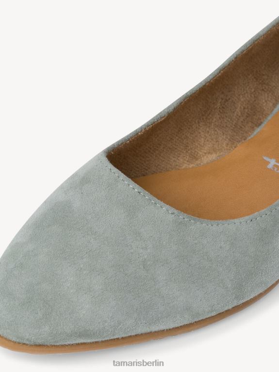 de Tamaris Frauen Lederballerina - Grün/Salbei 0LHV42288 Schuhe