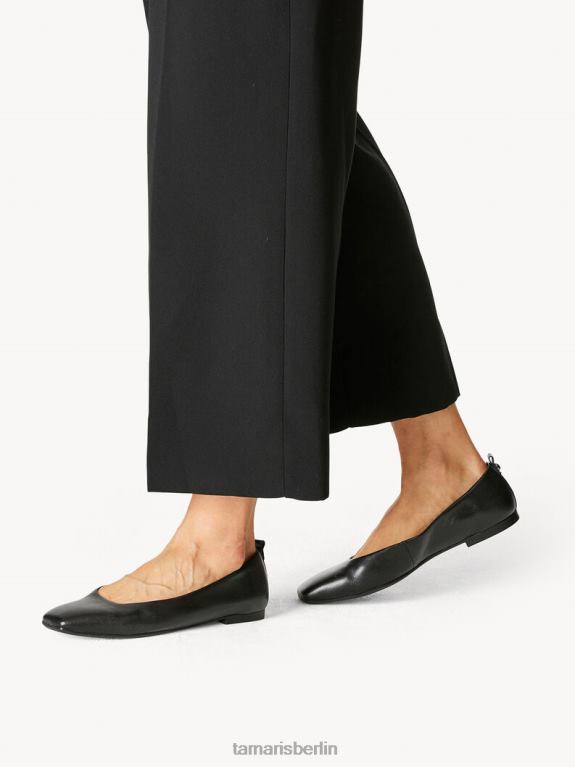 de Tamaris Frauen Lederballerina - Schwarz/Schwarzes Leder 0LHV41183 Schuhe