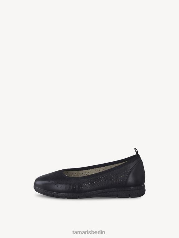de Tamaris Frauen Lederballerina - Schwarz/Schwarzes Nappaleder 0LHV41397 Schuhe