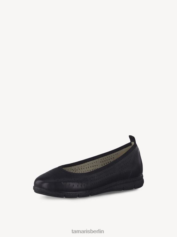 de Tamaris Frauen Lederballerina - Schwarz/Schwarzes Nappaleder 0LHV41397 Schuhe