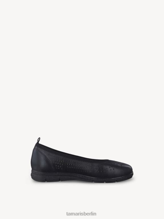 de Tamaris Frauen Lederballerina - Schwarz/Schwarzes Nappaleder 0LHV41397 Schuhe
