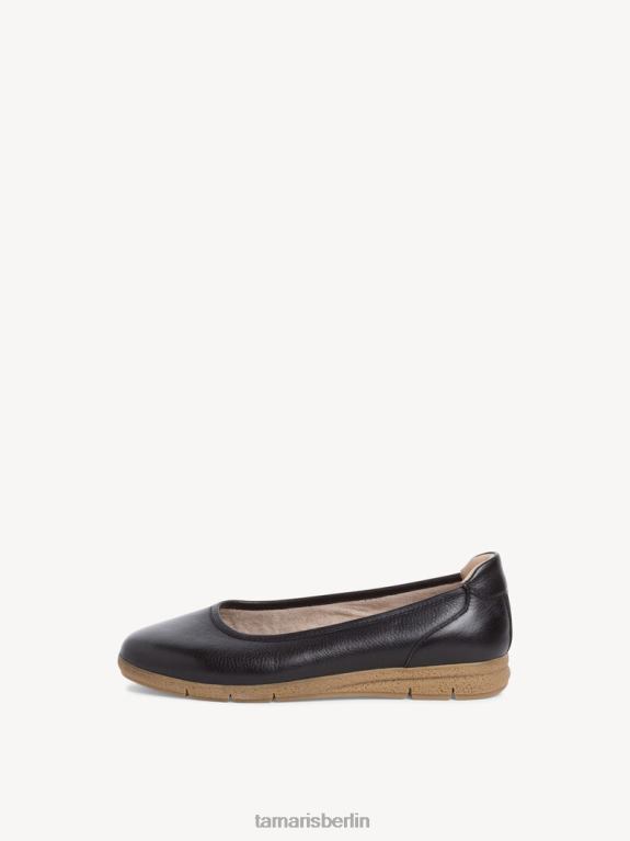 de Tamaris Frauen Lederballerina - Schwarz/Schwarzes Nappaleder 0LHV4862 Schuhe