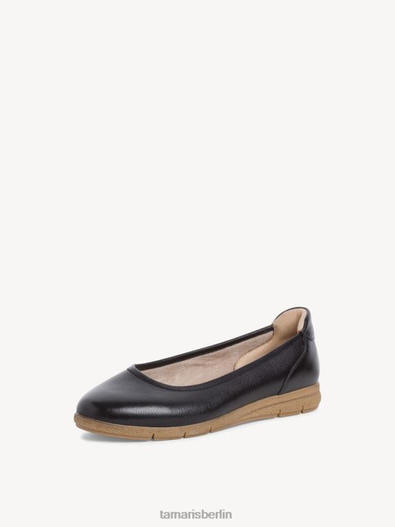 de Tamaris Frauen Lederballerina - Schwarz/Schwarzes Nappaleder 0LHV4862 Schuhe