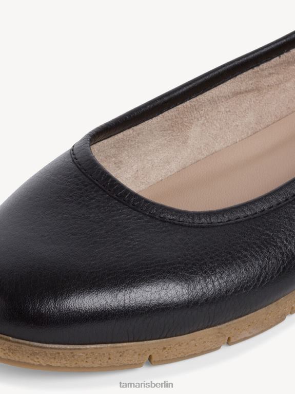 de Tamaris Frauen Lederballerina - Schwarz/Schwarzes Nappaleder 0LHV4862 Schuhe