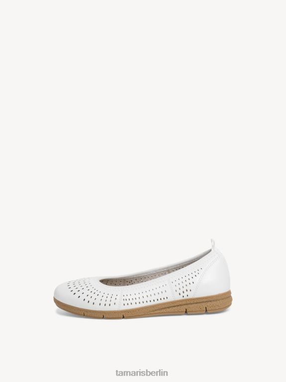 de Tamaris Frauen Lederballerina - Weiß/Weiß Nappa 0LHV41864 Schuhe