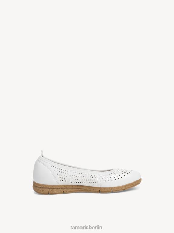 de Tamaris Frauen Lederballerina - Weiß/Weiß Nappa 0LHV41864 Schuhe