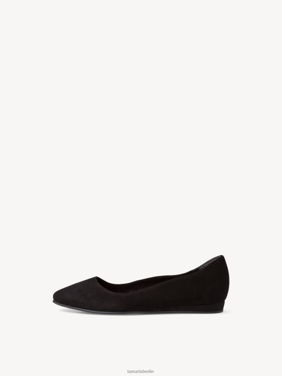 de Tamaris Frauen Lederballerina - schwarz 0LHV4401 Schuhe