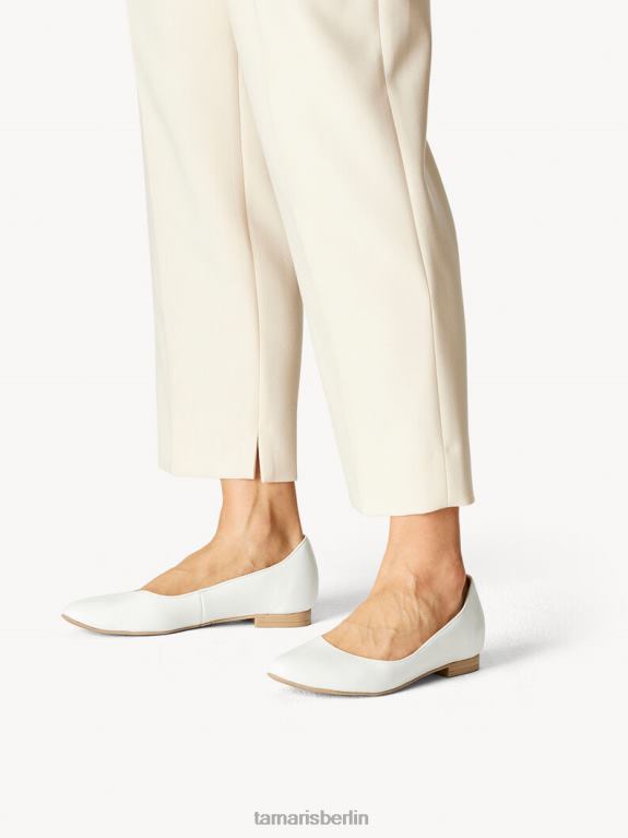 de Tamaris Frauen Lederballerina - weiß/weißes Leder 0LHV4105 Schuhe