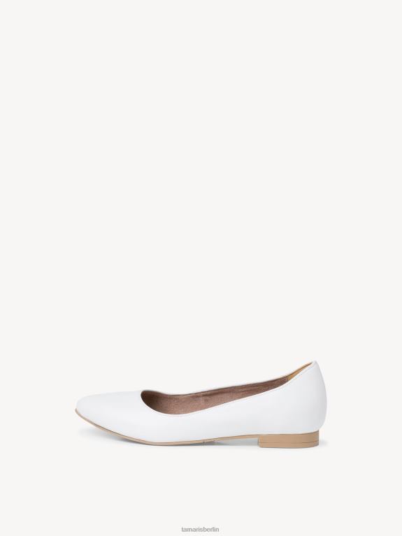 de Tamaris Frauen Lederballerina - weiß/weißes Leder 0LHV4105 Schuhe