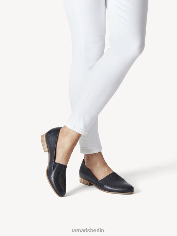 de Tamaris Frauen Leder-Slipper – blau/marineblaue Struktur 0LHV41164 Schuhe