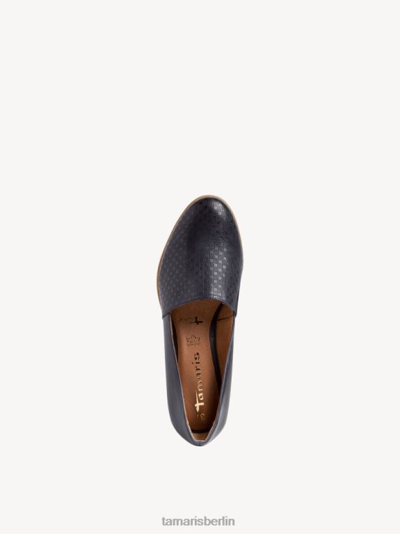 de Tamaris Frauen Leder-Slipper – blau/marineblaue Struktur 0LHV41164 Schuhe