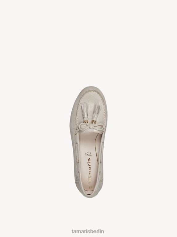 de Tamaris Frauen Ledermokassin - Weiß/Champagner 0LHV41428 Schuhe