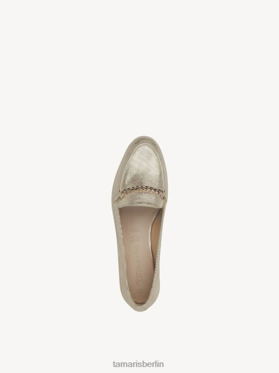 de Tamaris Frauen Lederpantoffel – Metallic/Hellgold 0LHV41087 Schuhe