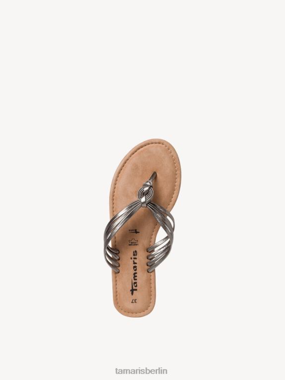 de Tamaris Frauen Leder-Mule – Metallic/Zinn 0LHV4371 Schuhe