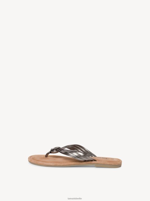 de Tamaris Frauen Leder-Mule – Metallic/Zinn 0LHV4371 Schuhe