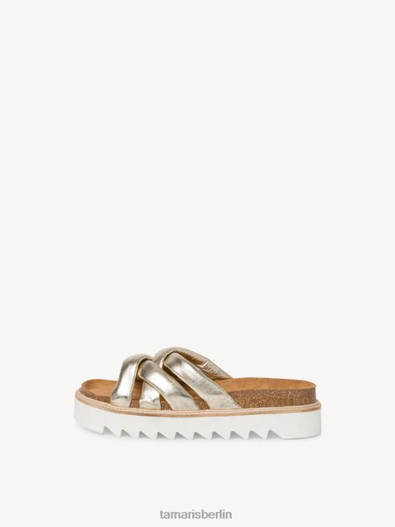de Tamaris Frauen Leder-Pantolette – Metallic/Hellgold 0LHV41438 Schuhe