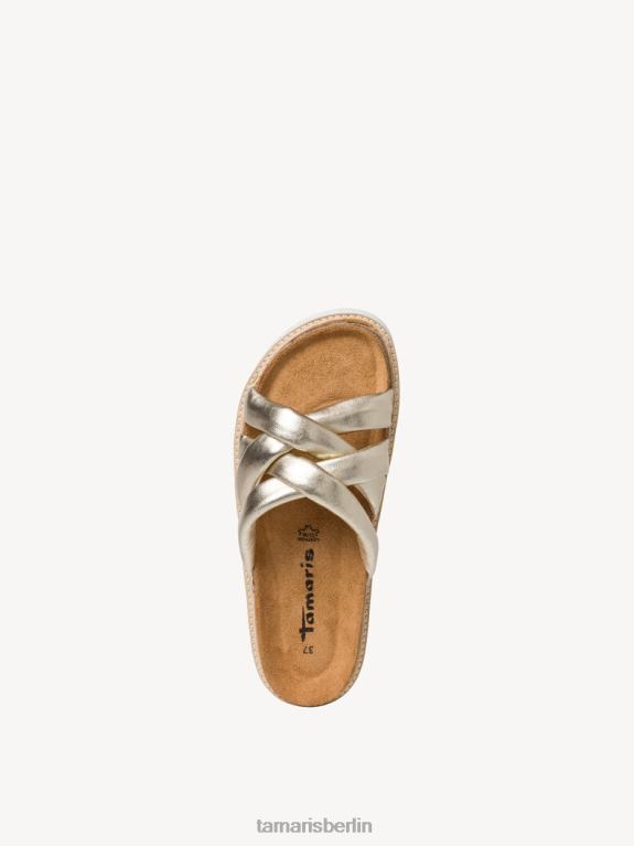 de Tamaris Frauen Leder-Pantolette – Metallic/Hellgold 0LHV41438 Schuhe