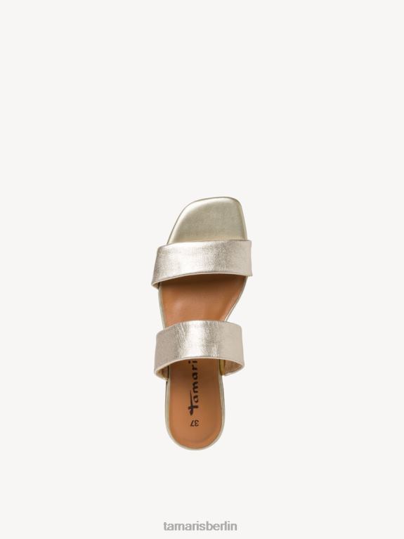 de Tamaris Frauen Leder-Pantolette – Metallic/Hellgold 0LHV4780 Schuhe
