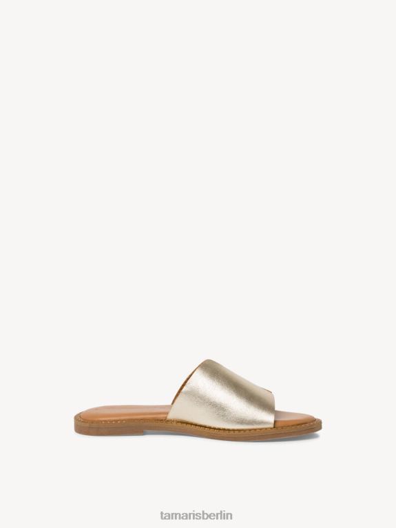 de Tamaris Frauen Leder-Pantolette – Metallic/Hellgold 0LHV4920 Schuhe