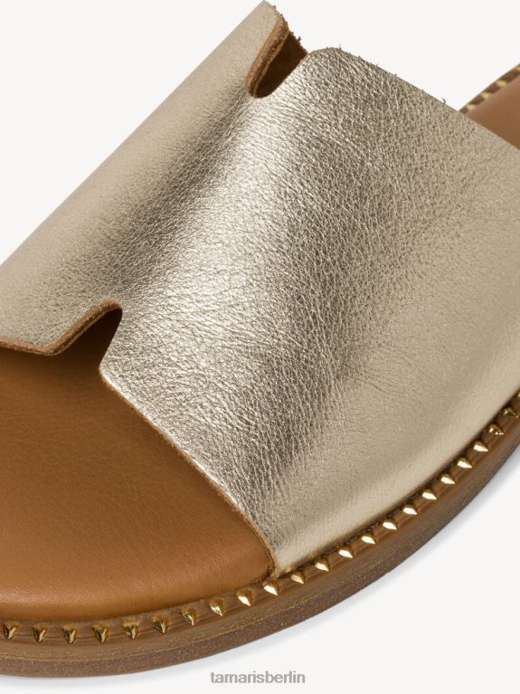de Tamaris Frauen Leder-Pantolette – Metallic/Hellgold 0LHV4920 Schuhe