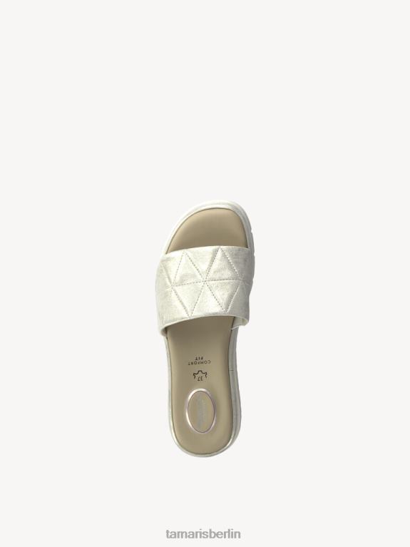 de Tamaris Frauen Leder-Pantolette – Metallic/Wolkiges Gold 0LHV4106 Schuhe