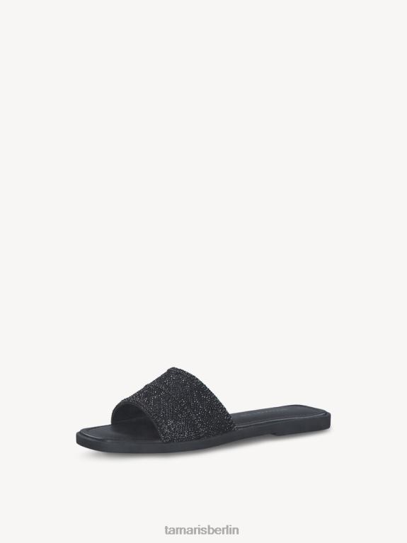 de Tamaris Frauen Leder-Pantolette – Schwarz/Glamour-Schwarz 0LHV4639 Schuhe