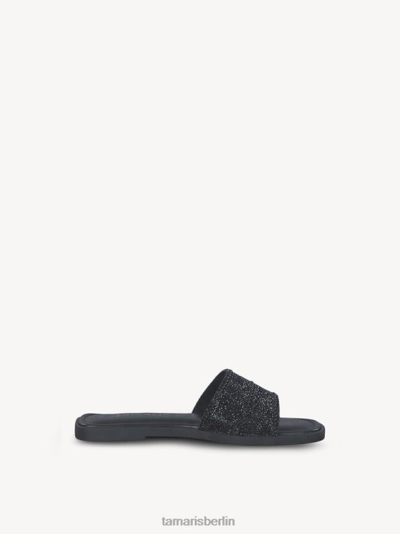 de Tamaris Frauen Leder-Pantolette – Schwarz/Glamour-Schwarz 0LHV4639 Schuhe