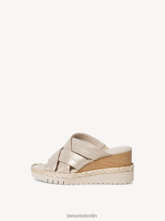de Tamaris Frauen Leder-Pantolette – Weiß/Champagner 0LHV4435 Schuhe