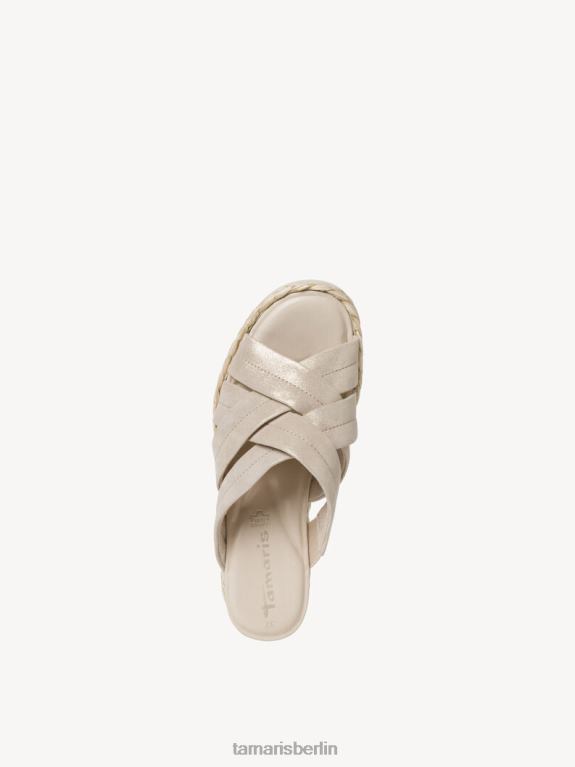 de Tamaris Frauen Leder-Pantolette – Weiß/Champagner 0LHV4435 Schuhe