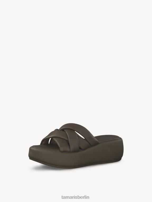 de Tamaris Frauen Leder-Pantolette - grün/oliv 0LHV41334 Schuhe