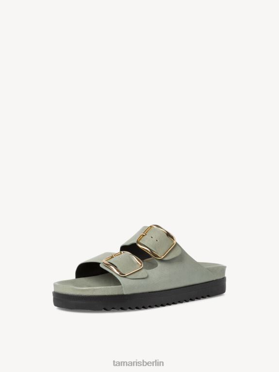 de Tamaris Frauen Leder-Pantolette – grün/weicher Salbei 0LHV41676 Schuhe