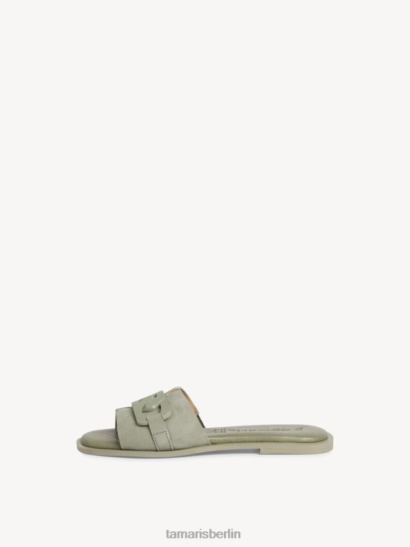 de Tamaris Frauen Leder-Pantolette - grün/weicher Salbei uni 0LHV41205 Schuhe